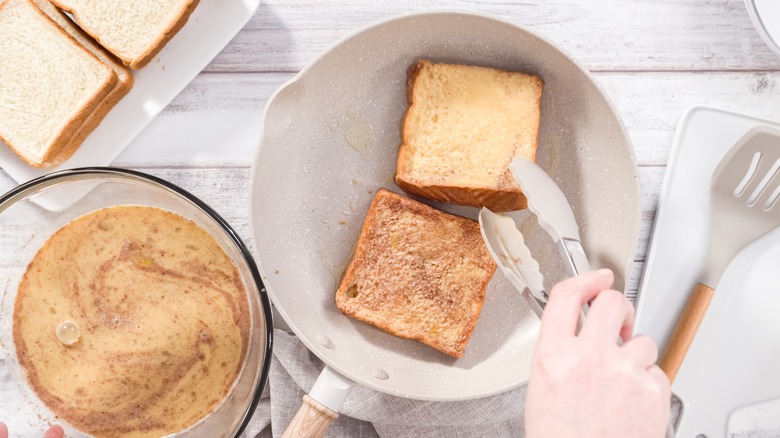 French toast in non-stick pan