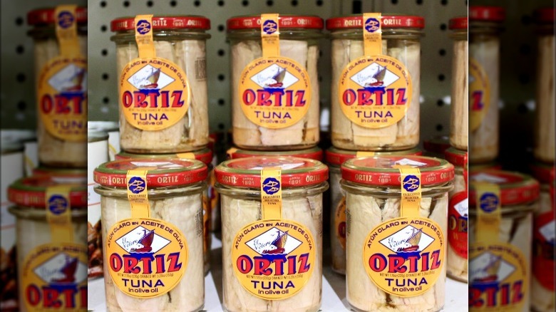 Spanish oil-packed tuna jars