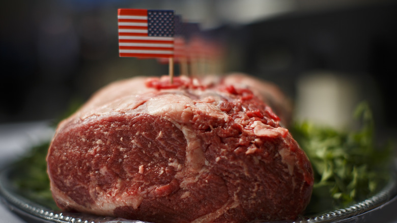 Beef tenderloin with US Flag