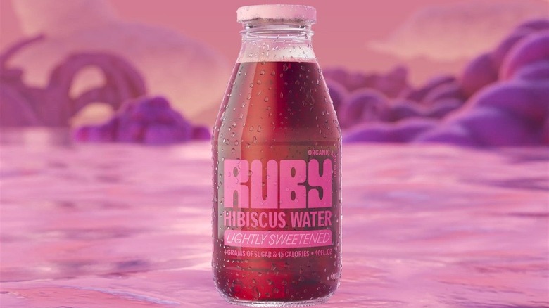 A bottle of Ruby hibiscus water