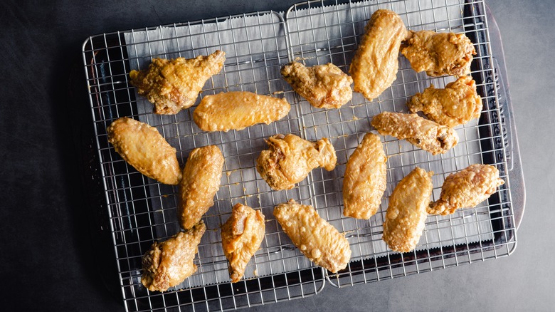 Chicken wings on wire rack