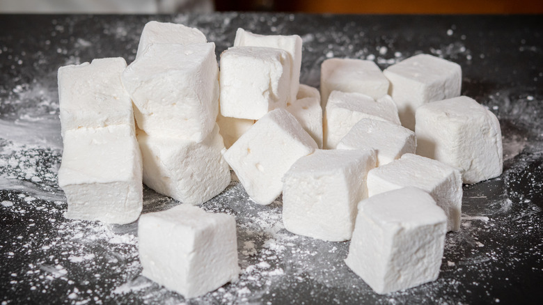 Pile of marshmallow squares