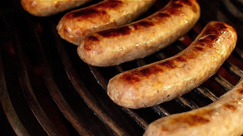 brats on grill