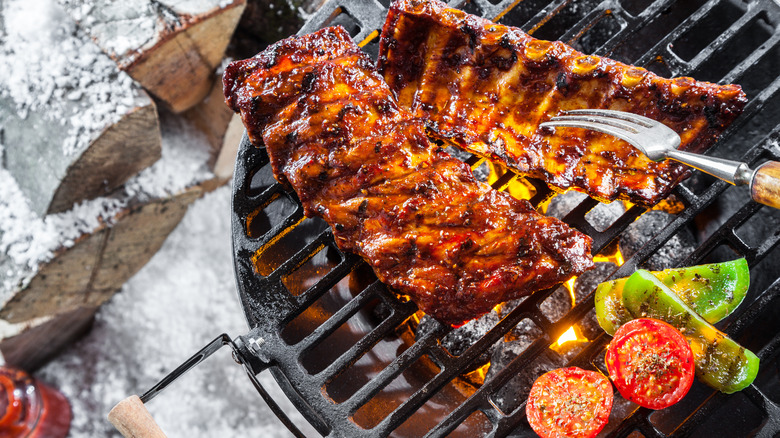 Grilling ribs in wintertime