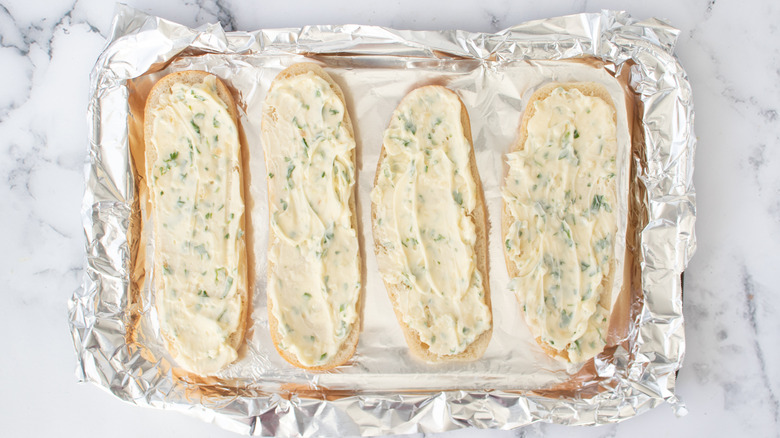 bread topped with garlic butter