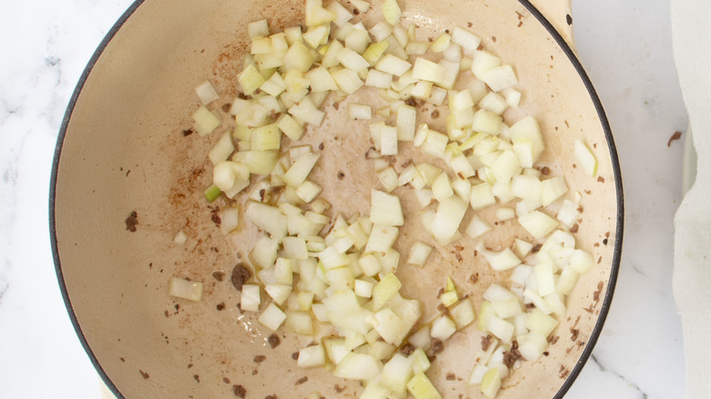 onions sauteing in pot