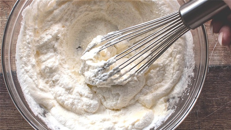 whisking whipped cream