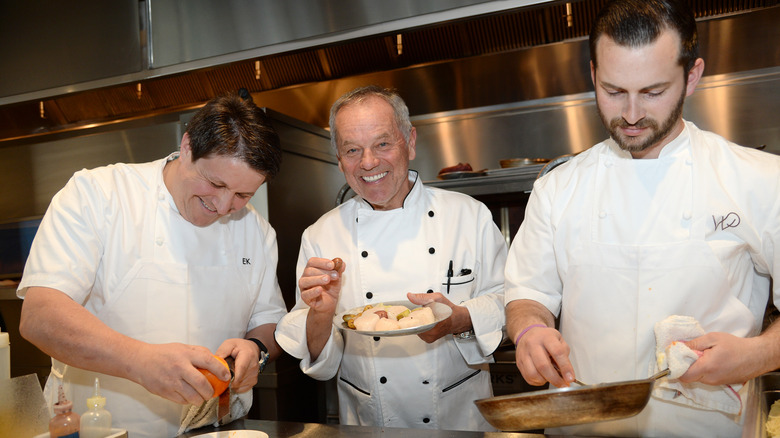 Wolfgang Puck cooking with chefs