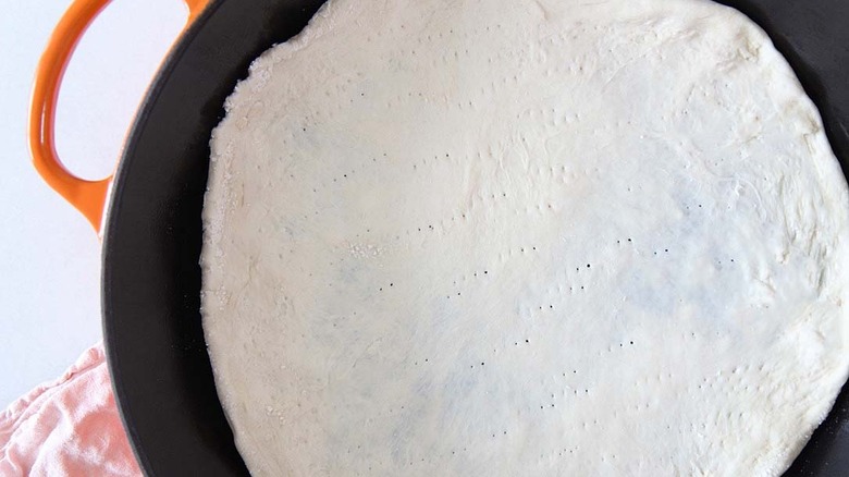 dough in pan