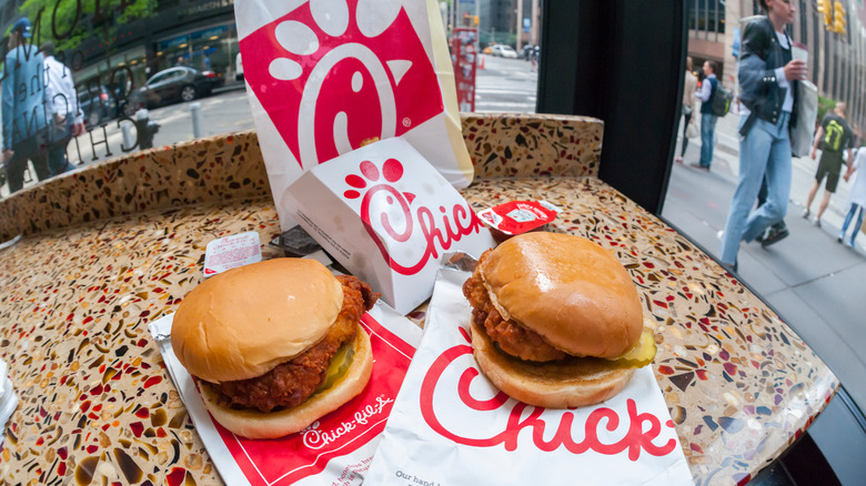 Chick-fil-A spicy and regular chicken sandwiches