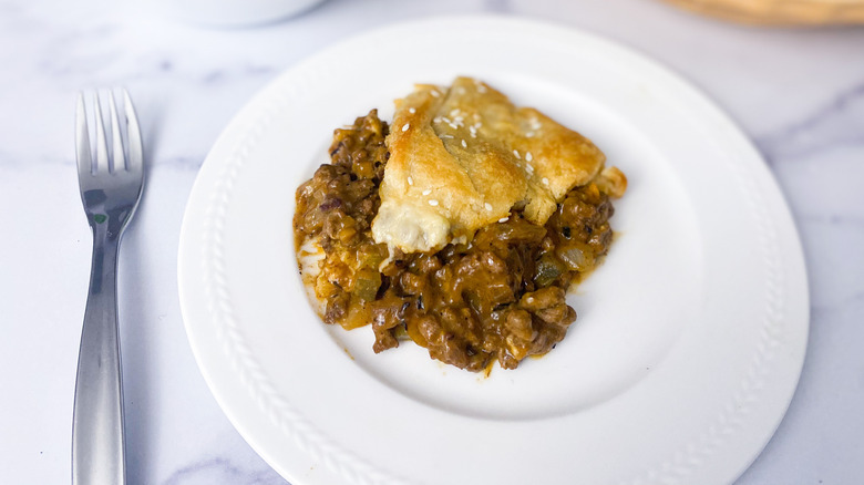 ground beef casserole on plate