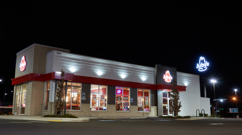 Arby's restaurant exterior at nighttime