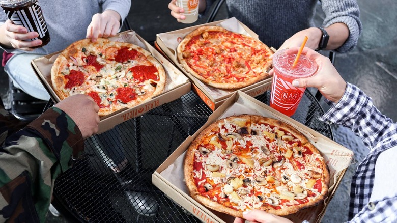 Group eating pizza