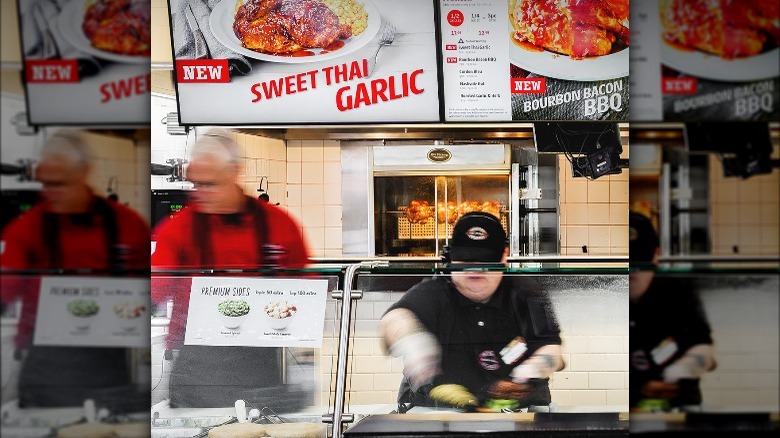 Boston Market staff making food