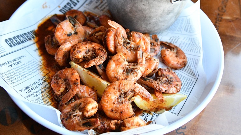 platter of spicy shrimp