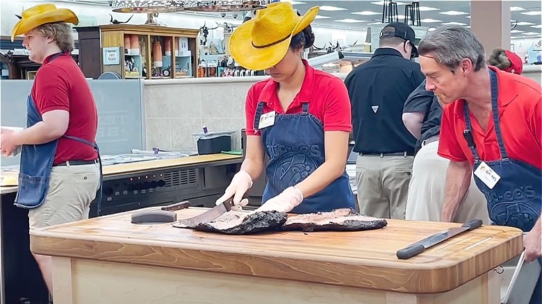 Buc-ee's employees at meat counter