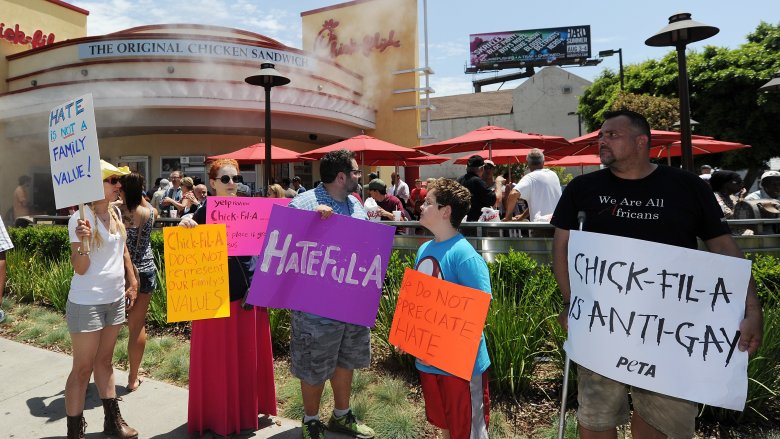 protesters at chick-fil-a