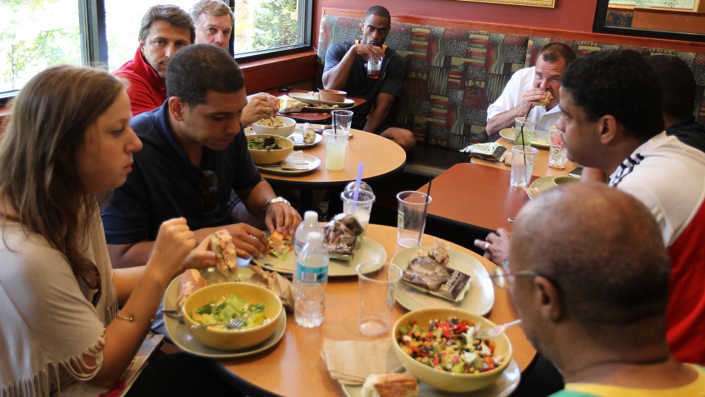 people eating at panera 