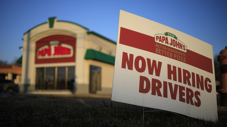 Papa John's hiring sign