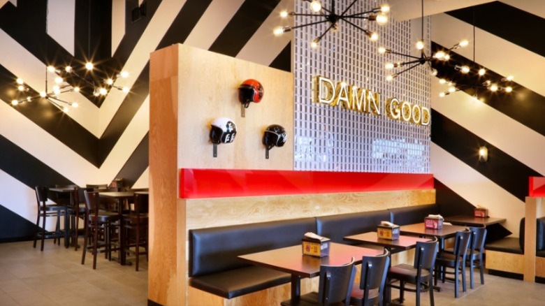 Seating area inside Torchy's Tacos 