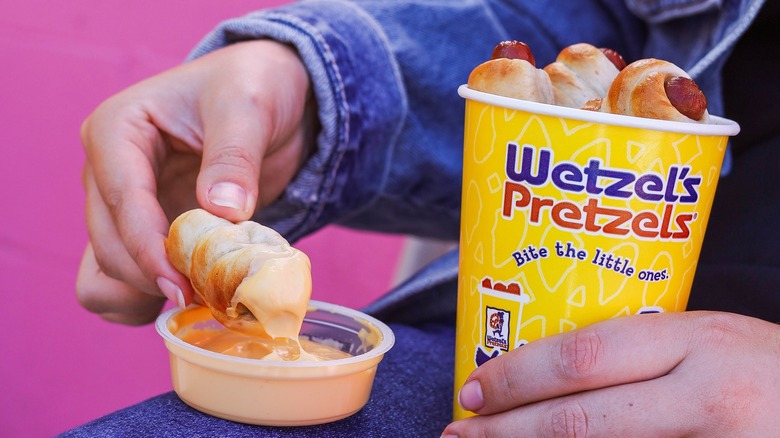 Wetzel's bites dipped in cheese