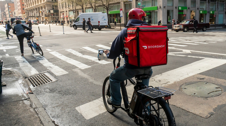 Doordash employee on a bike