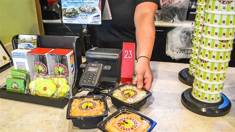 Cashier working at counter