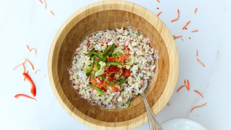 macaroni salad in bowl