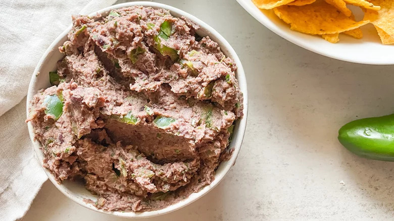 bean dip in bowl