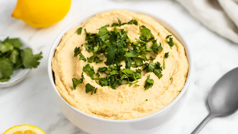 dish of lemon hummus