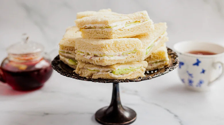 cucumber sandwiches on tray