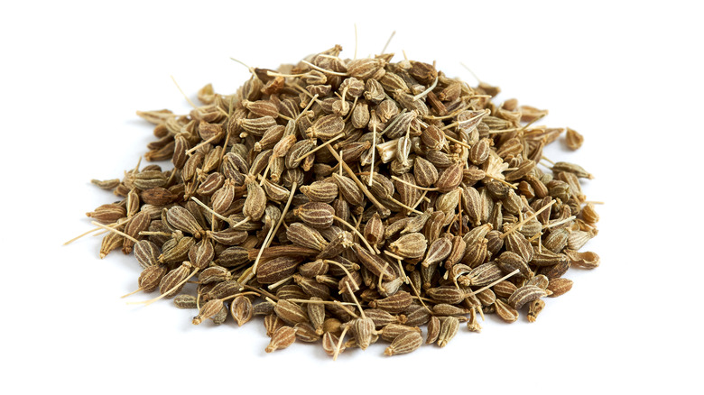 Anise seeds on white background