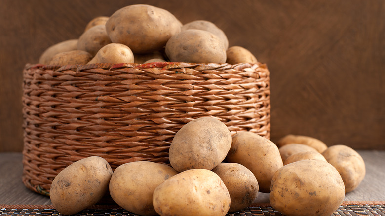 A basket of potatoes