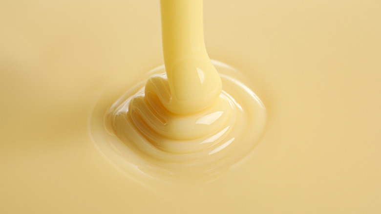 Evaporated milk being poured