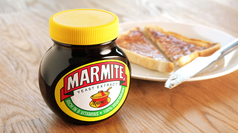 jar of Marnite with toast in background