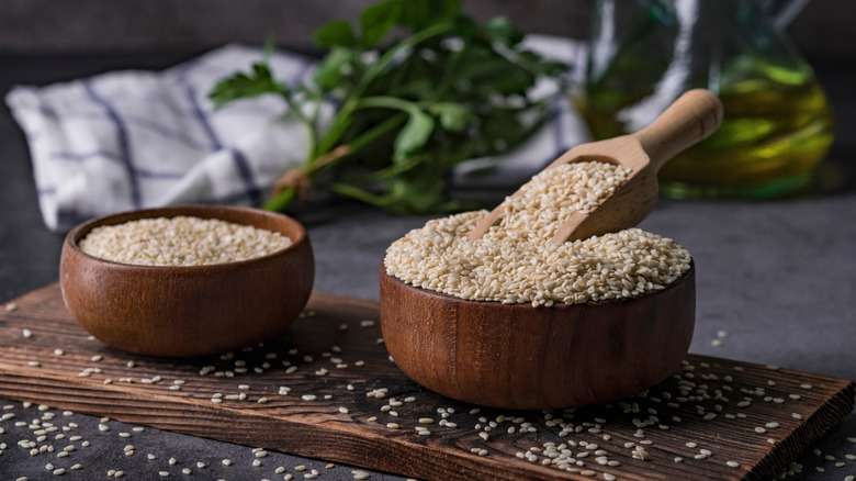 Sesame seeds in a bowl