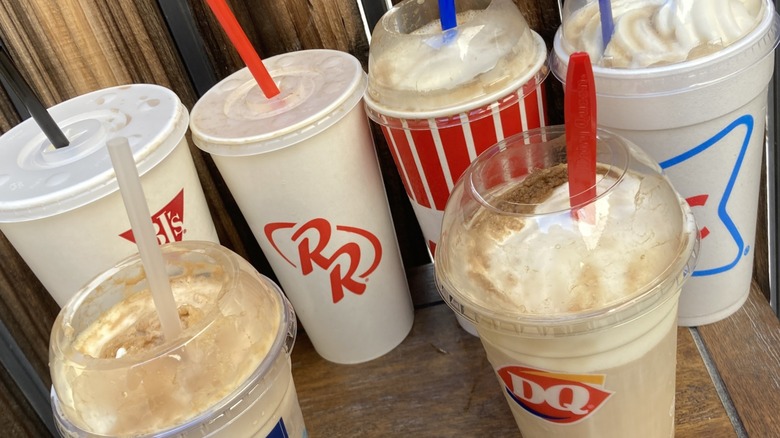 Six restaurant root beer floats