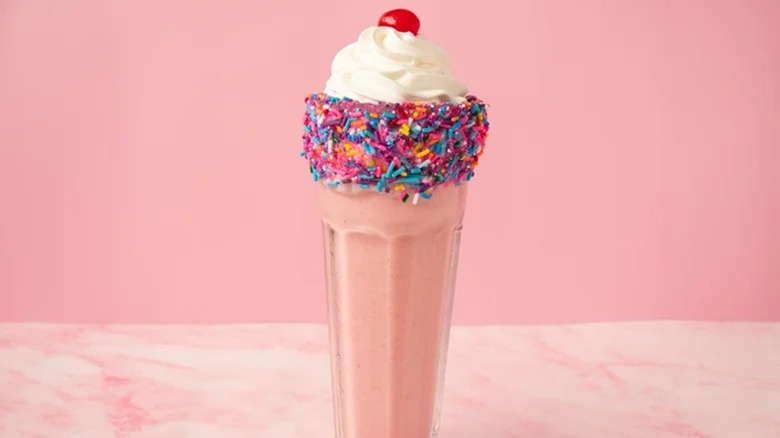 Barbie shake with sprinkles