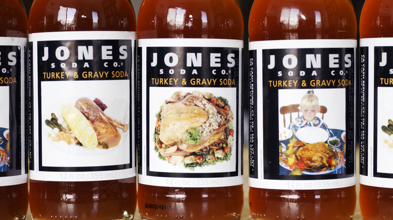 Jones Turkey and Gravy soda bottles