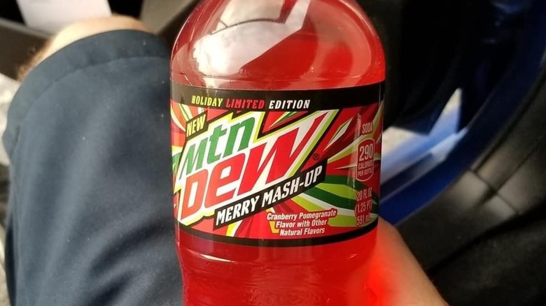 Bottle of Mountain Dew Merry Mash-Up soda