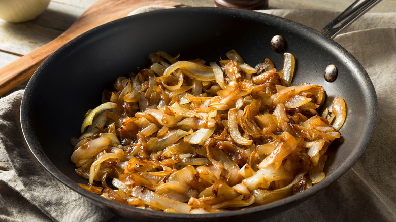 Caramelized onions in a pan