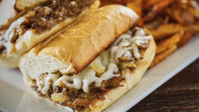 close up of classic Philly cheesesteak