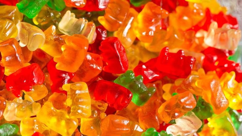 Pile of multi-colored gummy bears