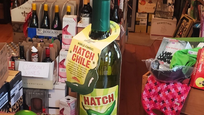 bottle of Hatch green chile wine