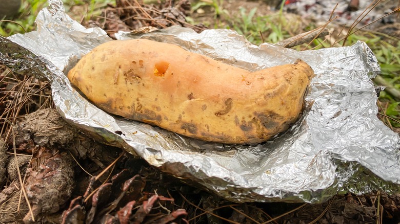 sweet potato in foil