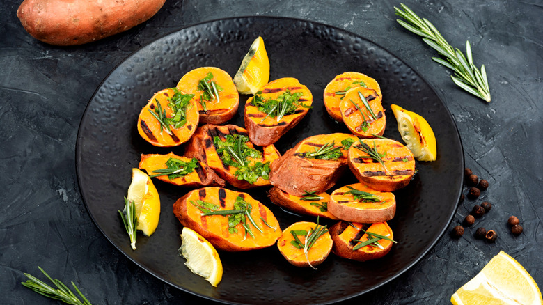 grilled sliced sweet potatoes