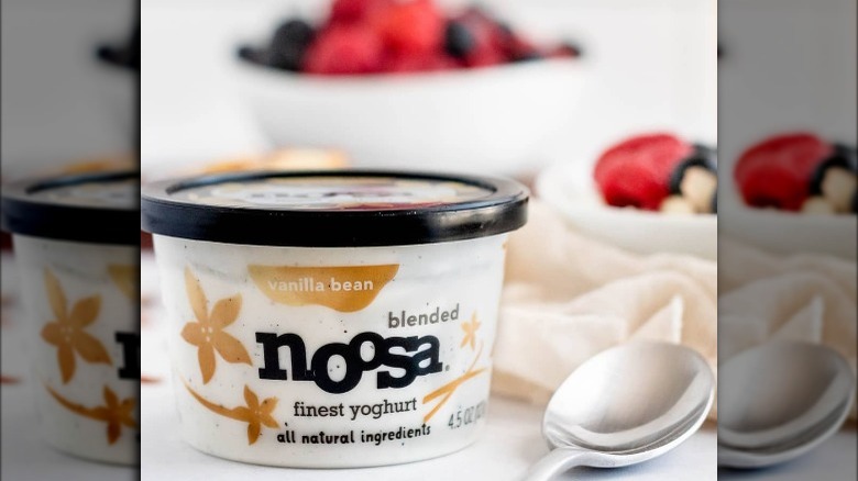 Noosa Vanilla Bean Yogurt with Berries and Spoon