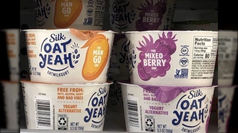 Stacks of Silk Oat Yogurt