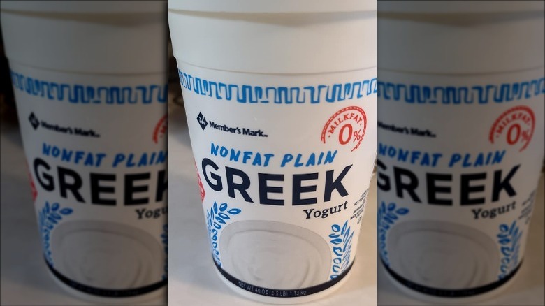 Container of Member's Mark Non-Fat Plain Yogurt