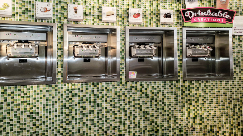 Yogurtland frozen yogurt dispensers